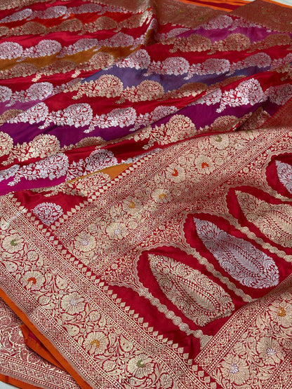 Red Rangkaat Handwoven Pure Banarasi Saree
