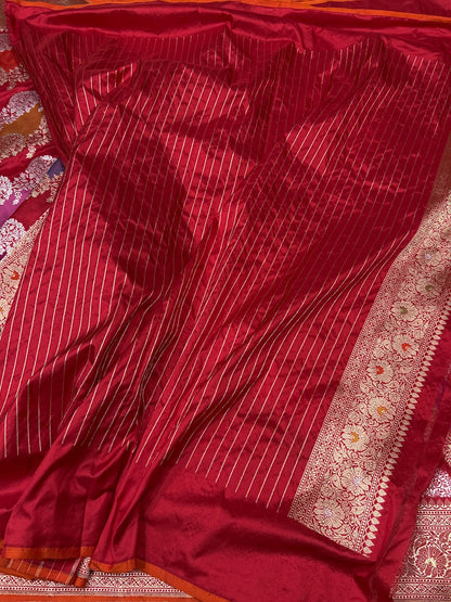 Red Rangkaat Handwoven Pure Banarasi Saree