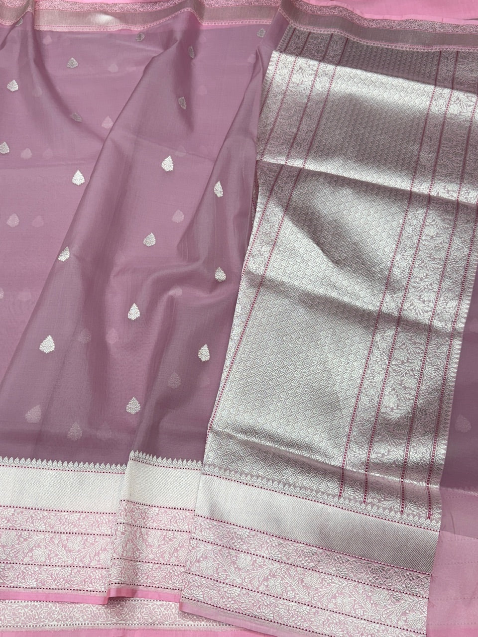 Gajiri Pink Handwoven Pure Organza Silk Saree