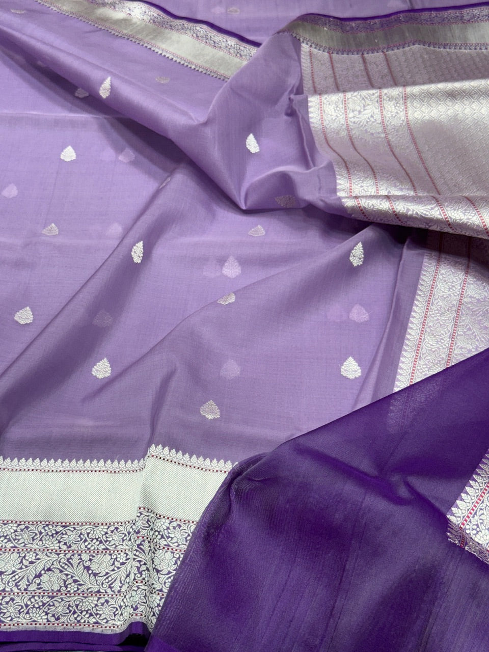 Purple Handwoven Pure Organza Silk Saree