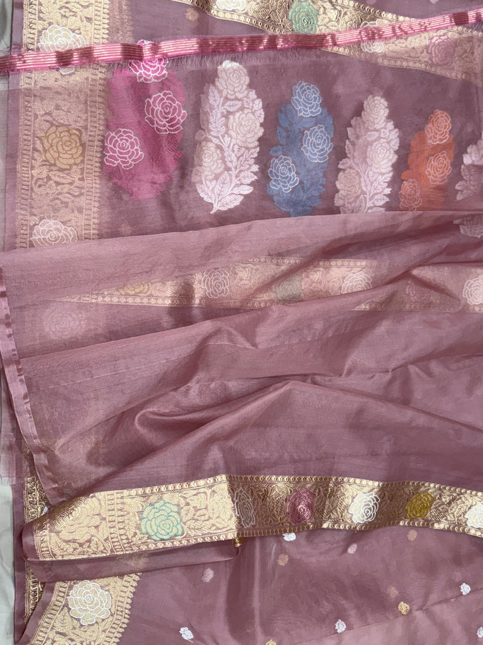 Mauve Handwoven Organza Saree