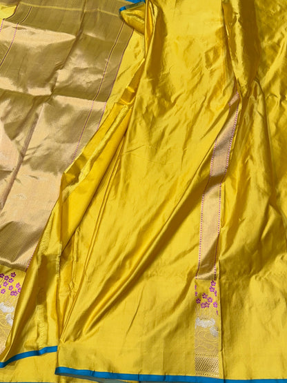 Handwoven Pure Banarasi Mashru Satin Silk Saree