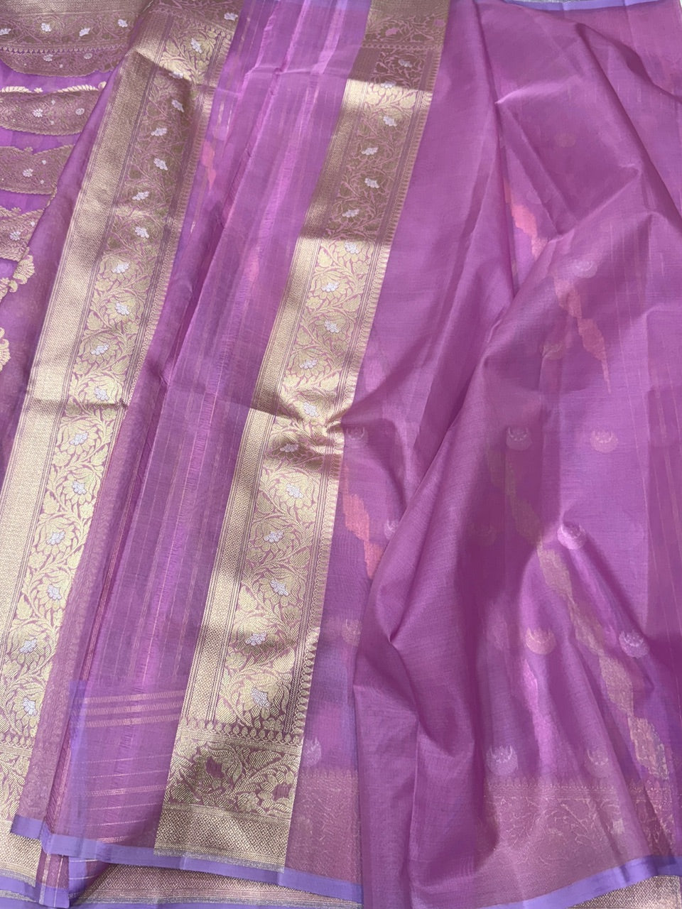 Lavender Handwoven Pure Organza Saree