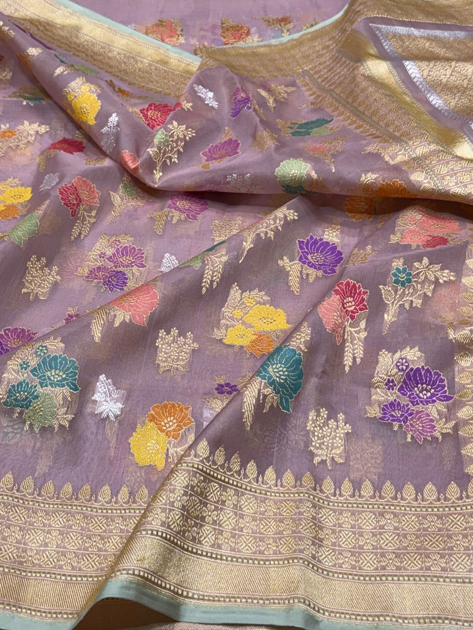 Gajiri Pink Handwoven Pure Ektara Organza Saree