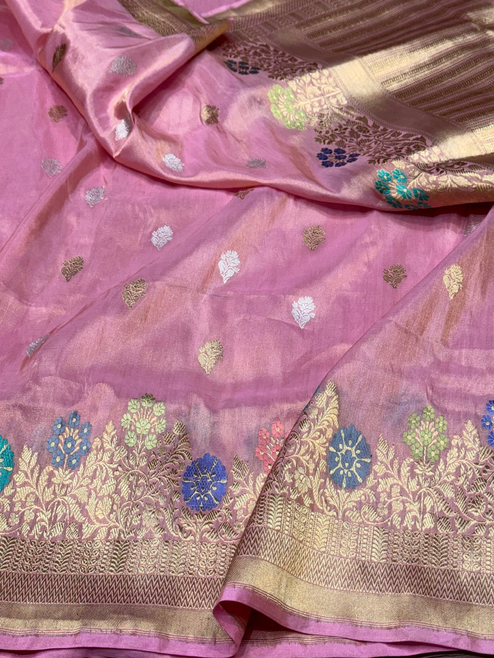 Baby Pink Handwoven Pure Tissue Saree