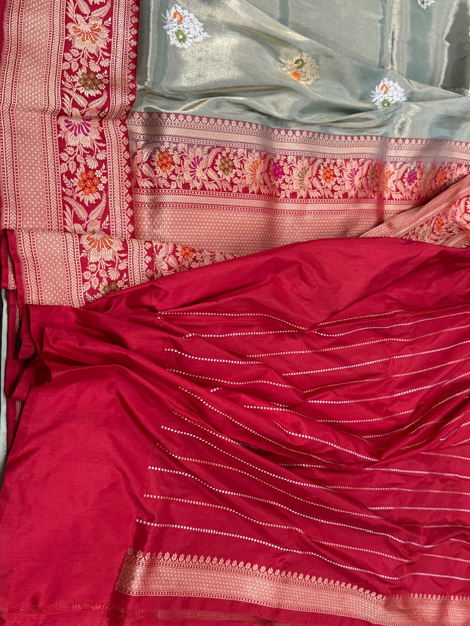 Sage Green Handwoven Pure Tissue Saree