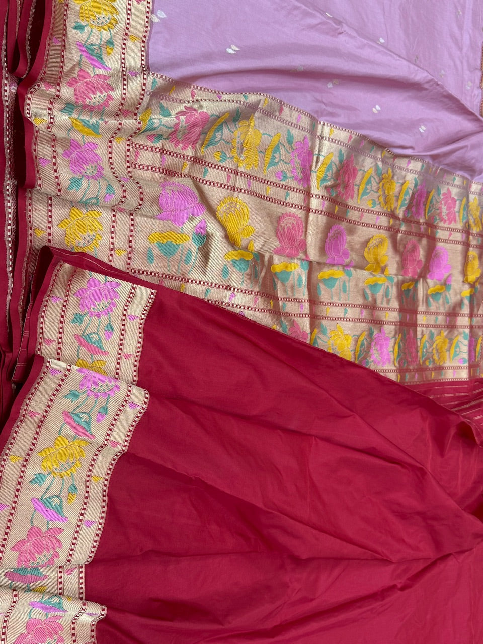 Pastel Pink Handwoven Banarasi Ektara Silk Paithni Border Saree