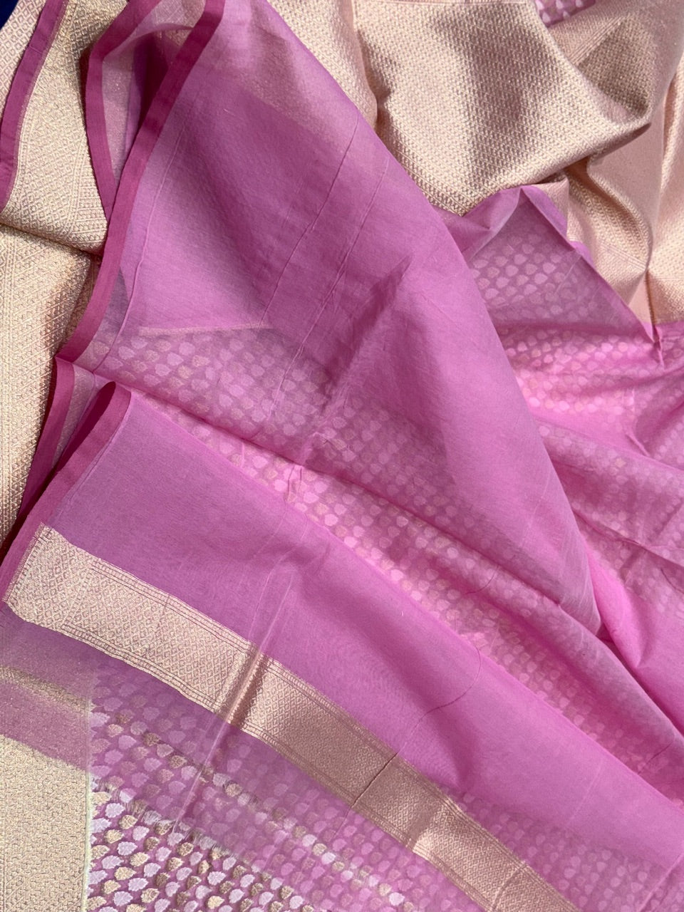 Pink Pure Kora Silk Cotton Saree