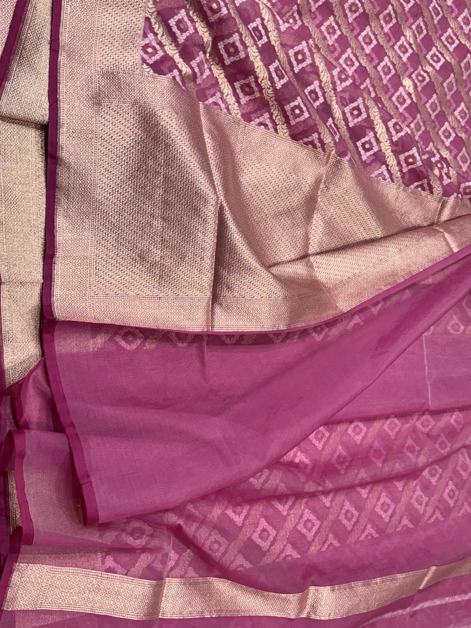 Gajiri Pink Pure Kora Silk Cotton Saree