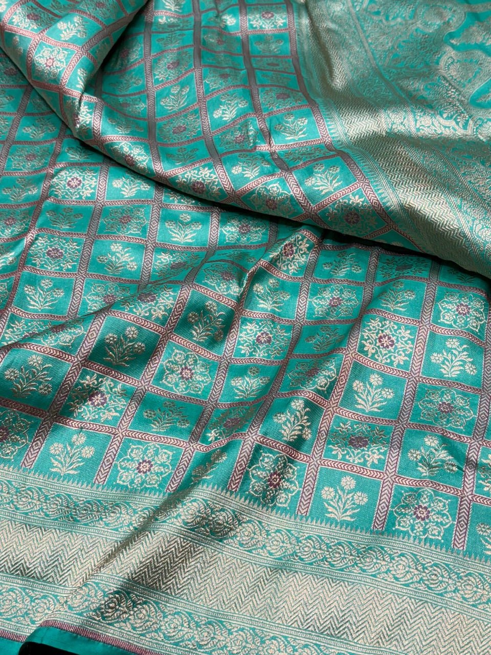 Sea green  Minakari Pure Silk Brocade Saree