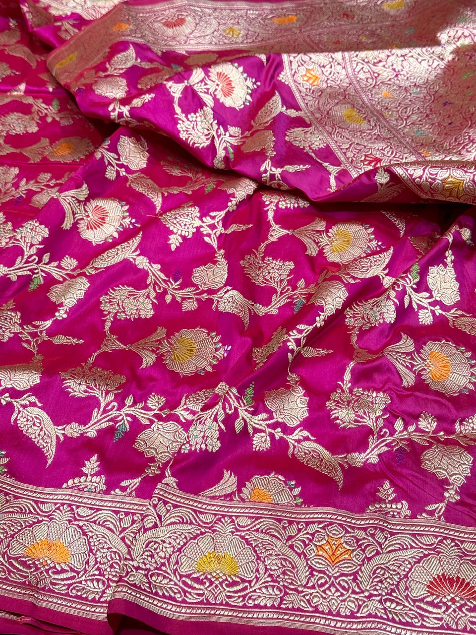 Rani Pink Handwoven Banarasi Silk Saree