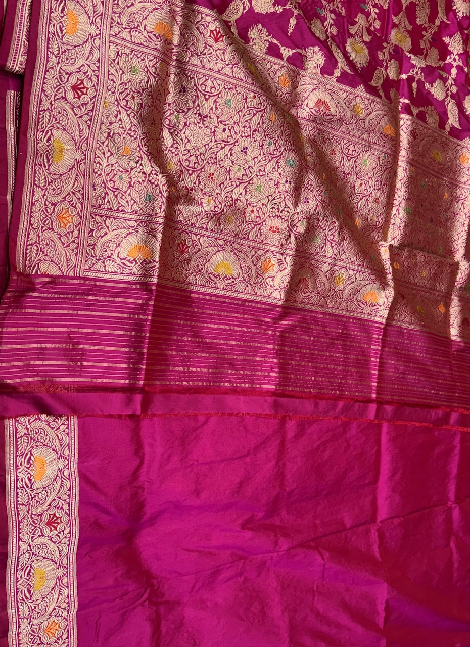 Rani Pink Handwoven Banarasi Silk Saree