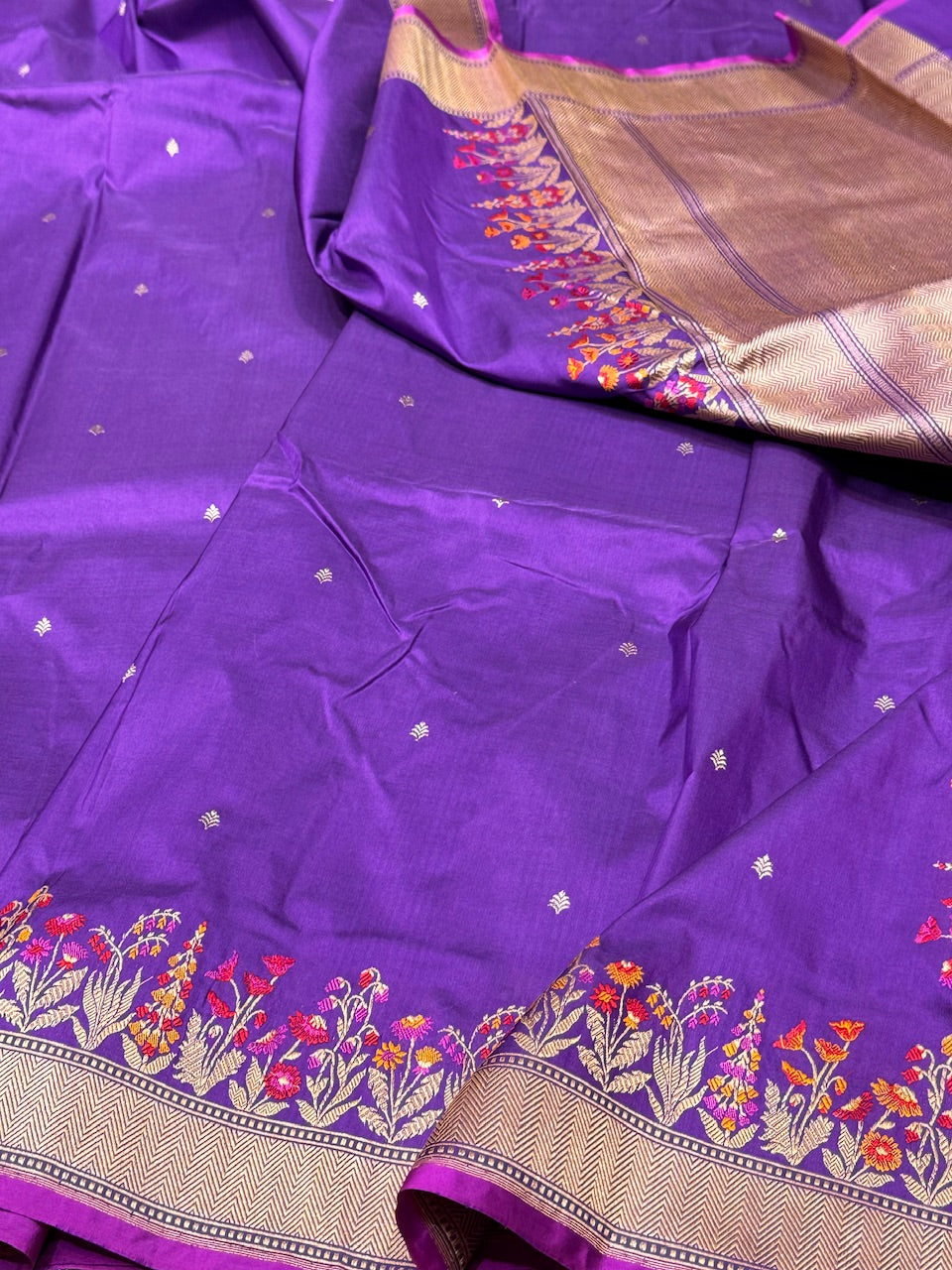 Purple Handwoven Banarasi Silk Saree