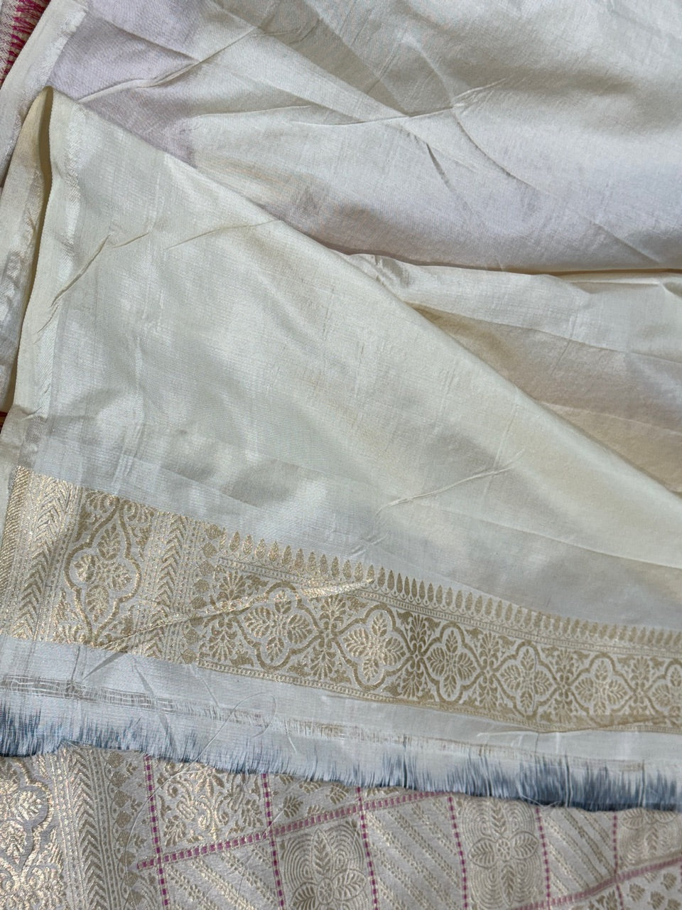 Cream Minakari  Pure Silk Brocade Saree