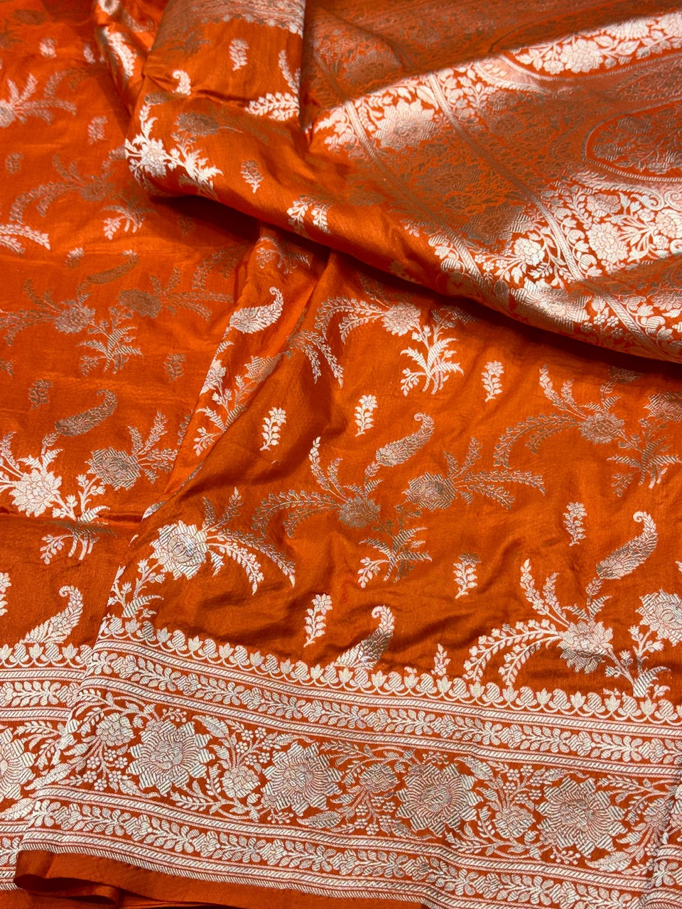 Orange  Pure Silk Saree