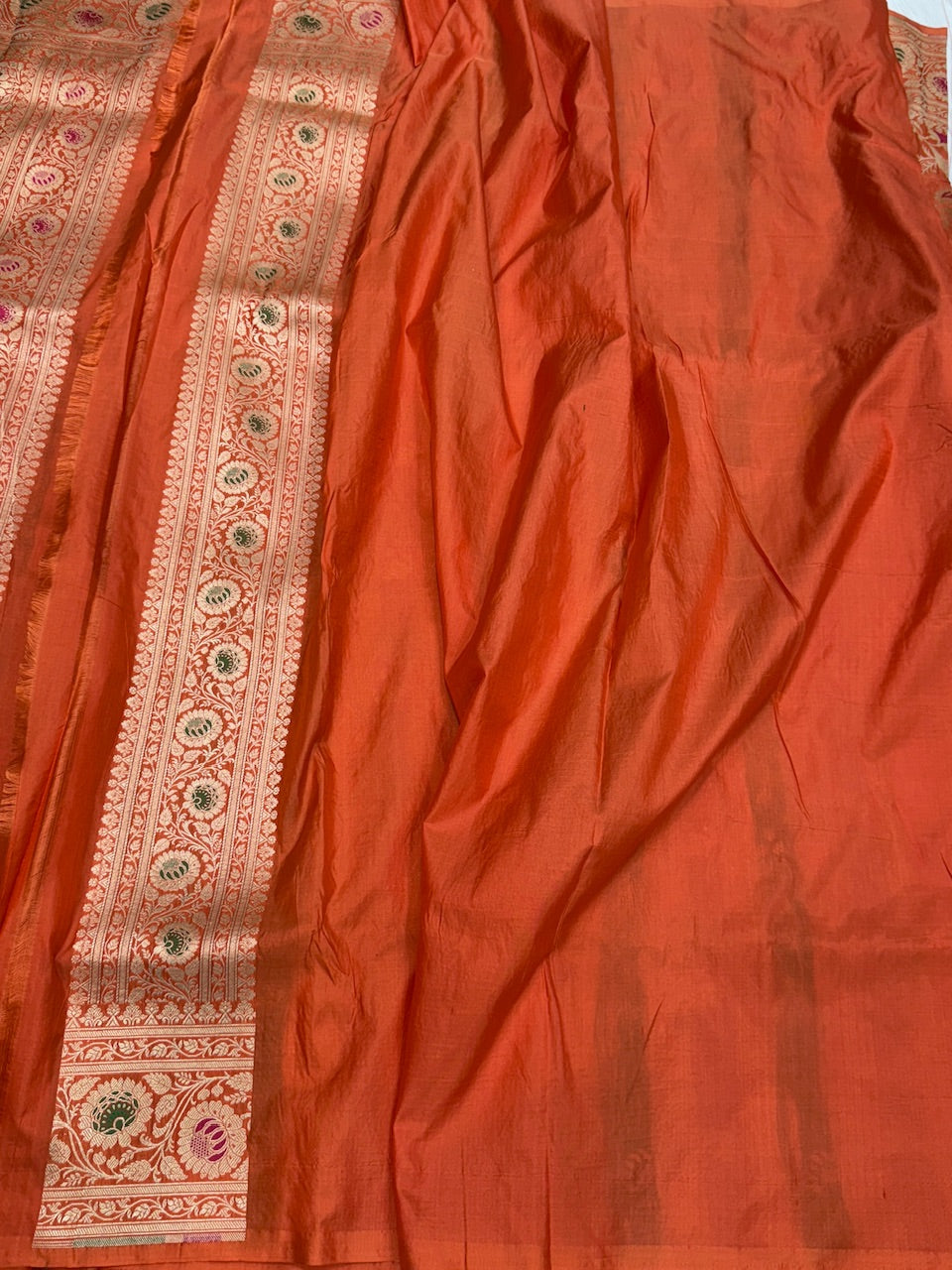 Orange Banarasi Minakari Pure Silk Saree