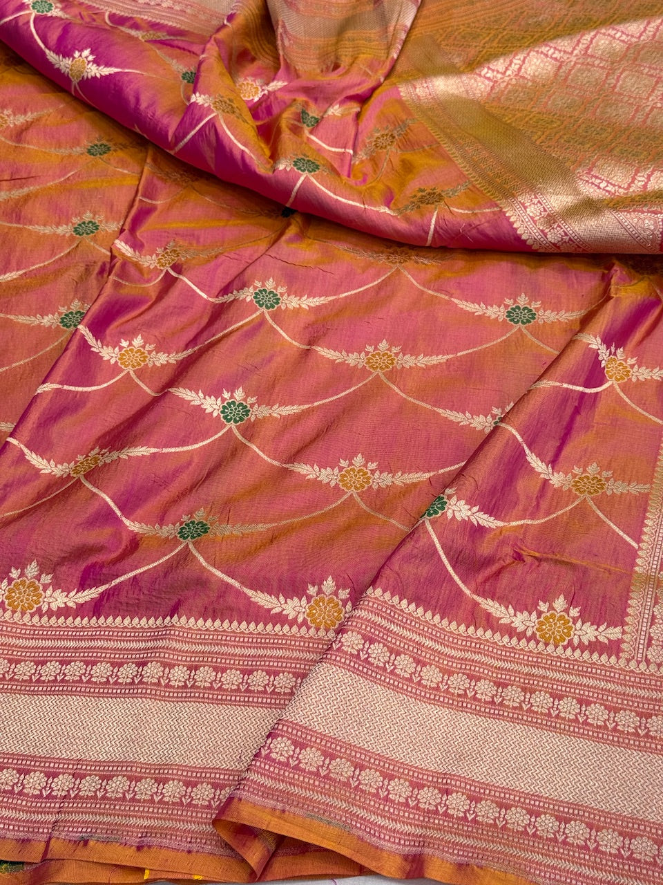 Yellow Banarasi Minakari Pure Katan Silk Saree | Pure Silk | Minakari Work | Cutwork Technique | Banarasi Katan Silk Saree