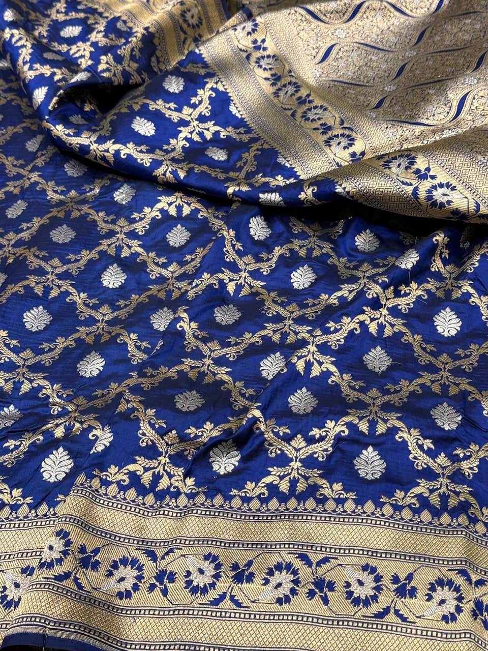 Royal Blue Sona Rupa Pure Silk Saree