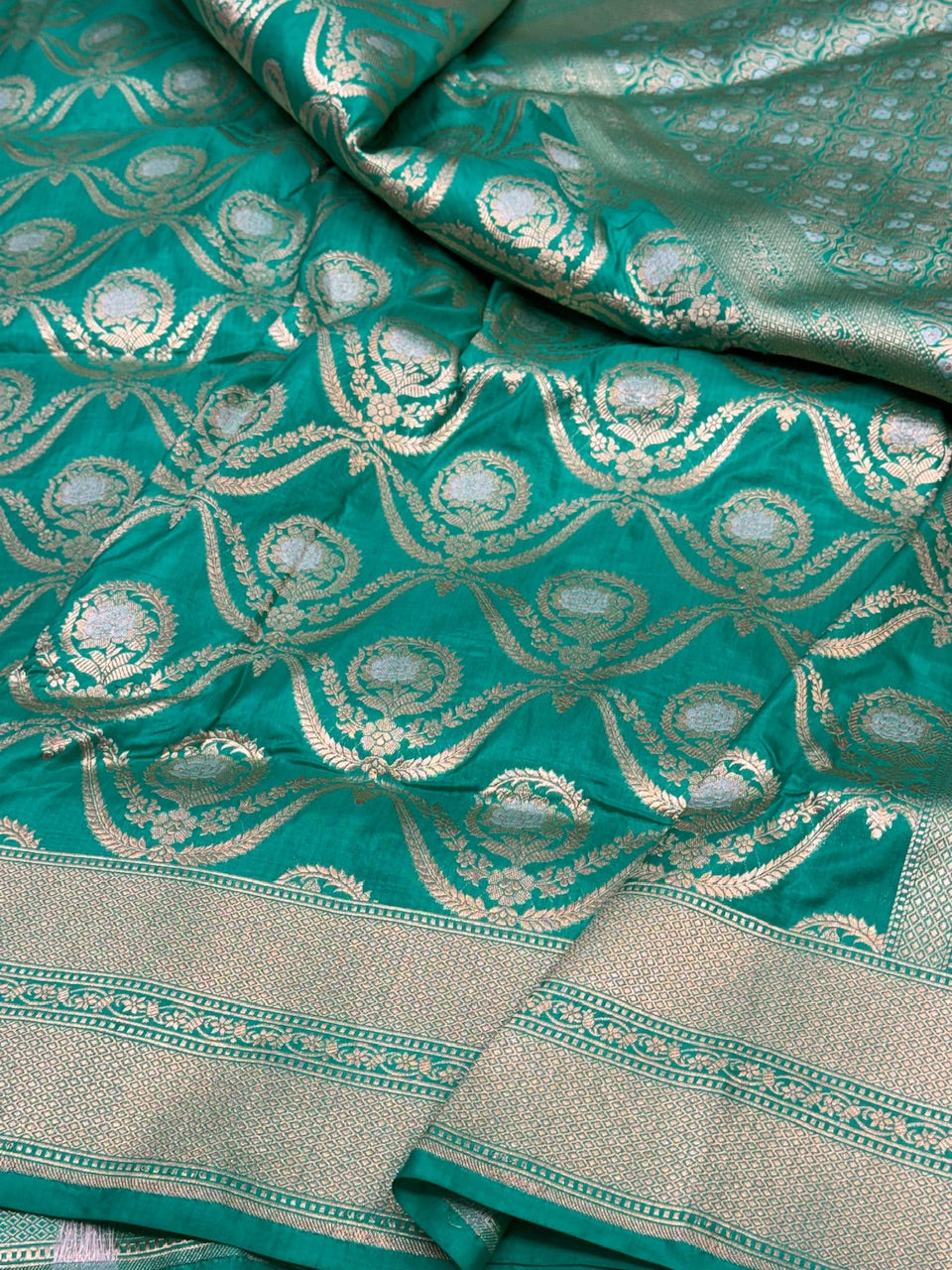 Sea Green Sona Rupa Pure Silk Saree