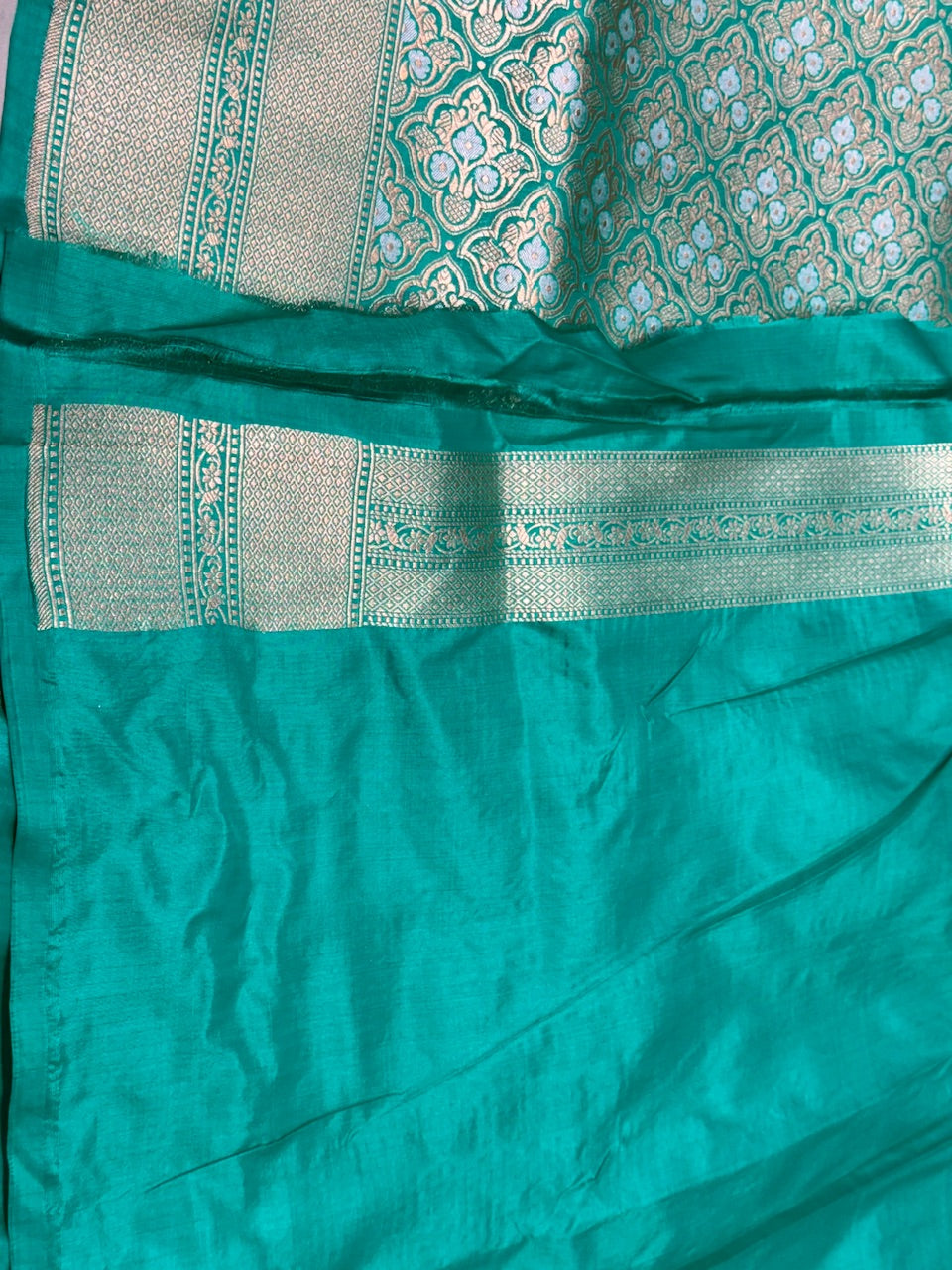 Sea Green Sona Rupa Pure Silk Saree