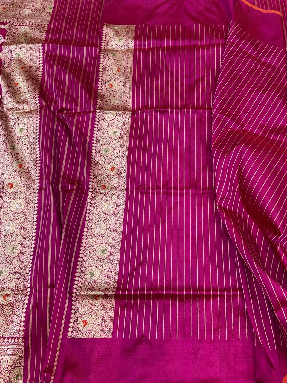 Rani Pink Rangkaat Handwoven Pure Banarasi Saree