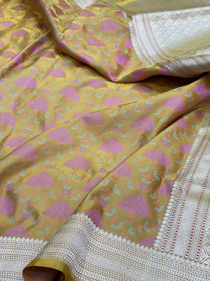 Handwoven Pure Banarsi Satin Tanchoi Silk Saree