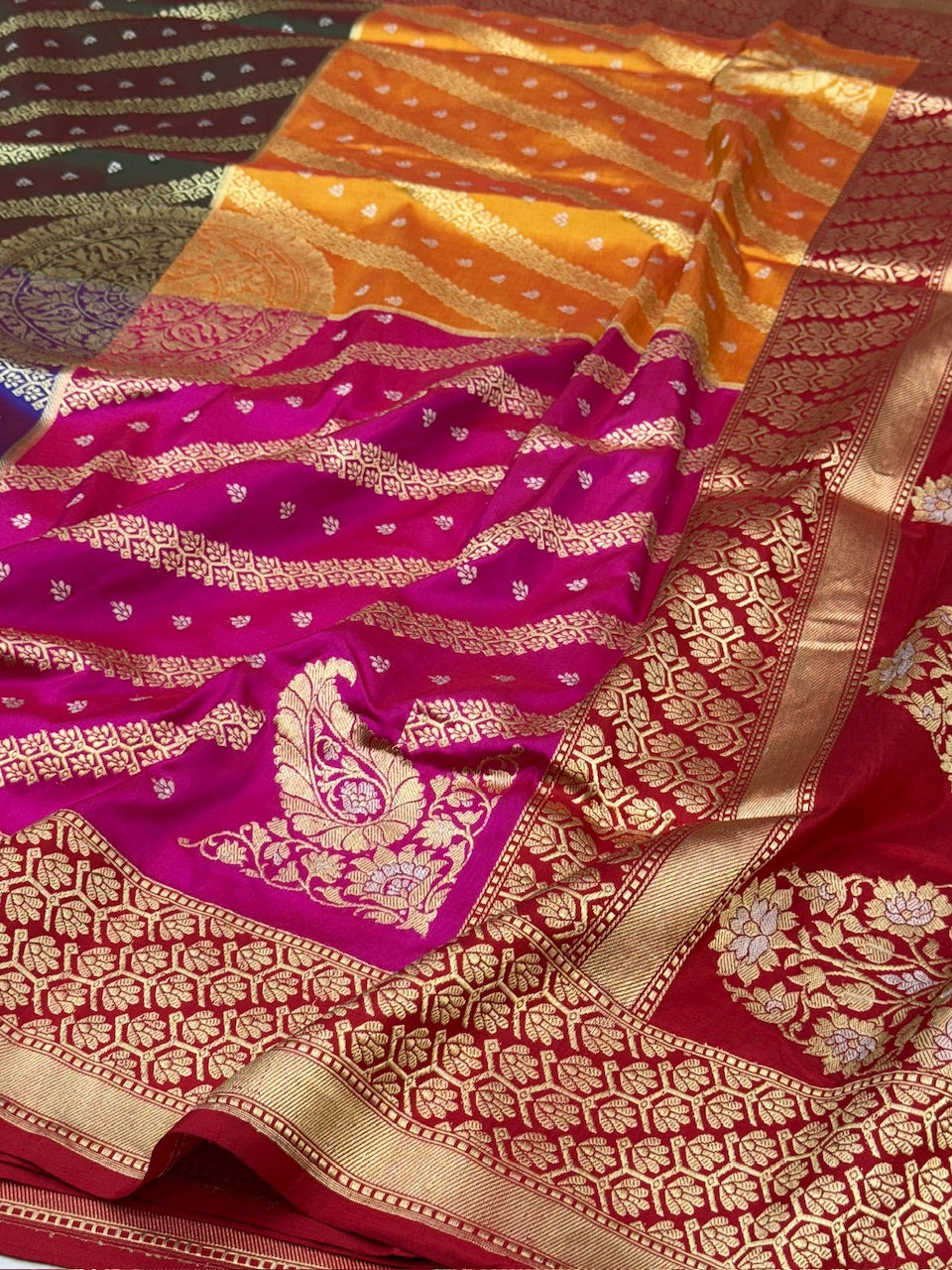 Yellow Handwoven Pure Banarasi Rangkaat Silk Saree