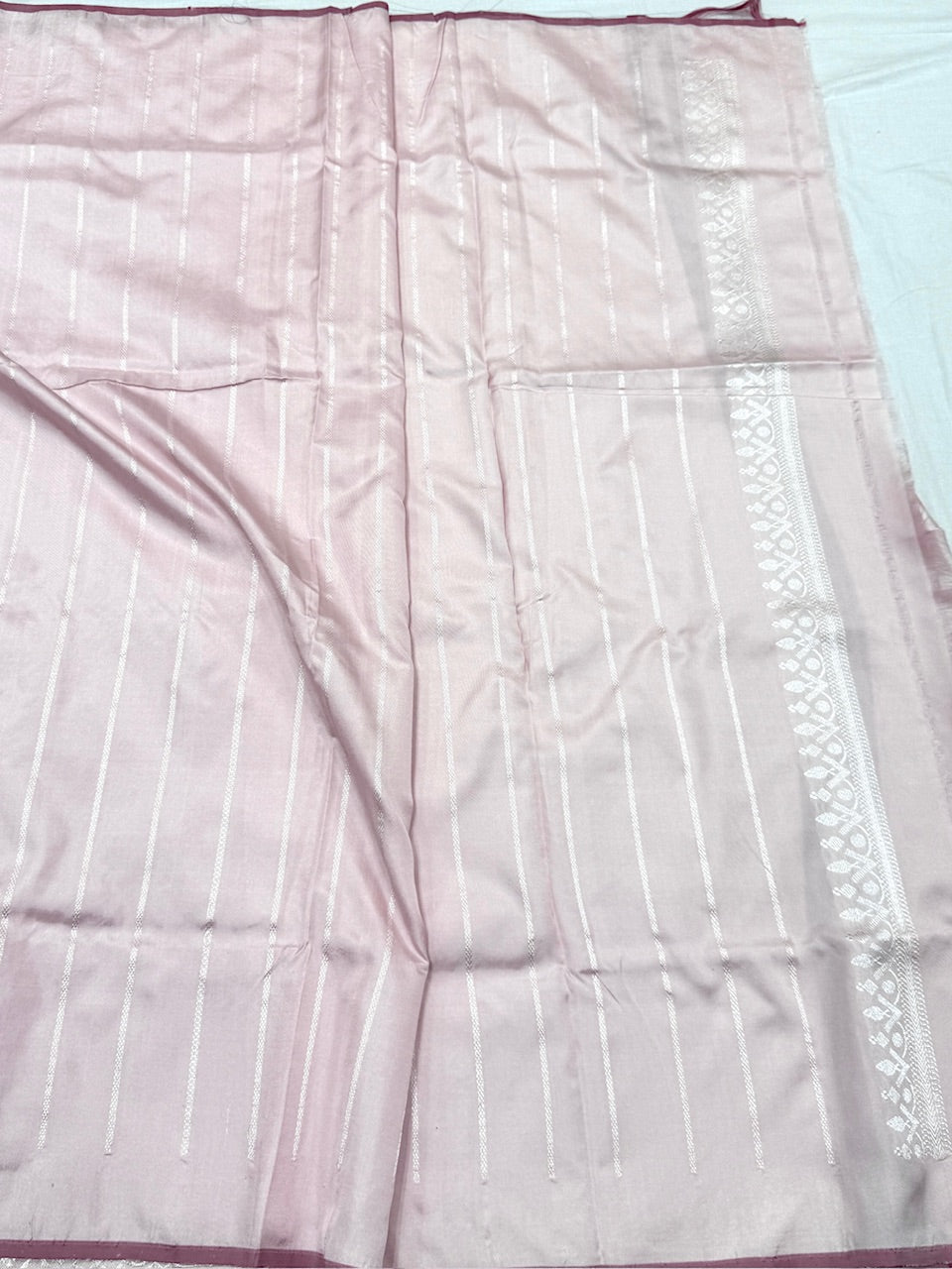 Powder Pink Ektara Handwoven Pure Banarasi Silk Saree