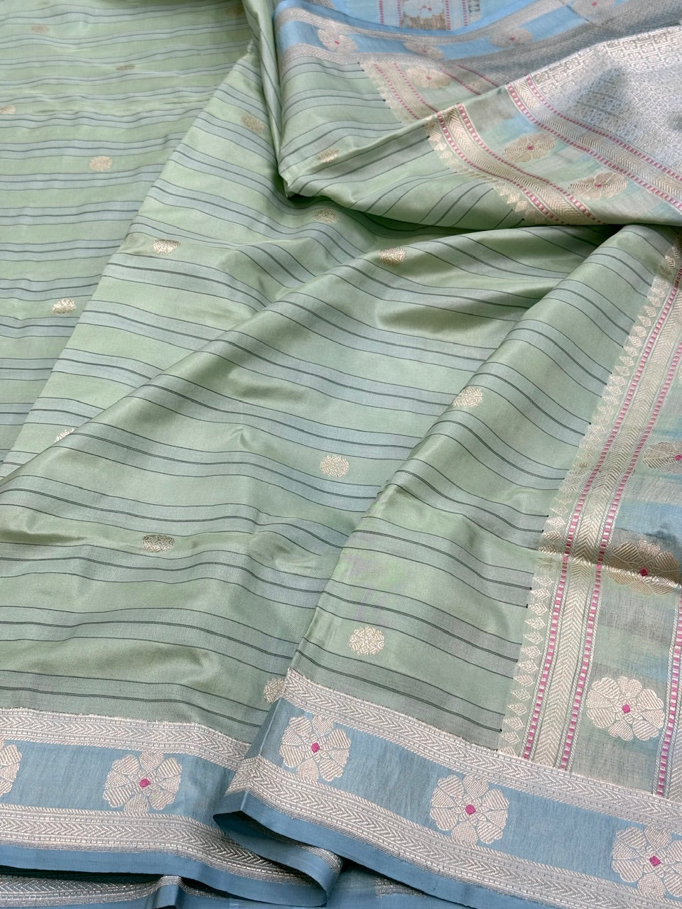 Handwoven Pure Kora Katan Silk Saree