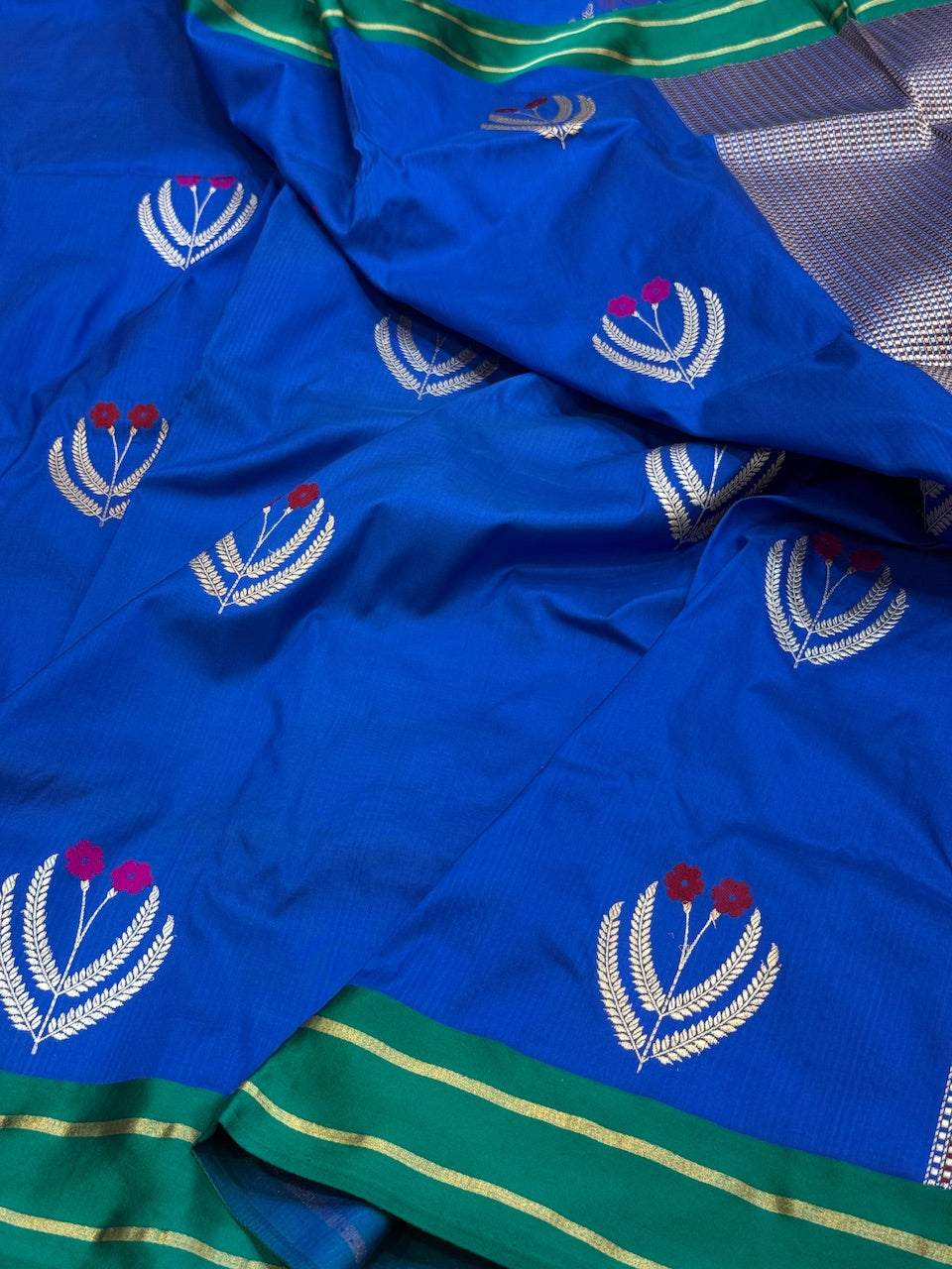 Handwoven Pure Banarasi Satin Border Silk Saree