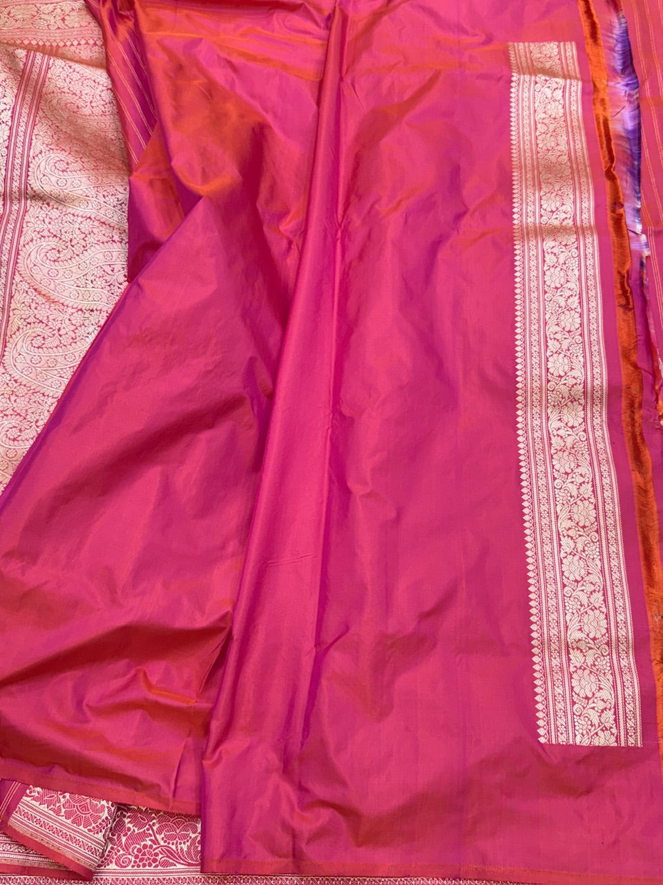 Orangish Pink Handwoven Pure Banarasi Silk Saree