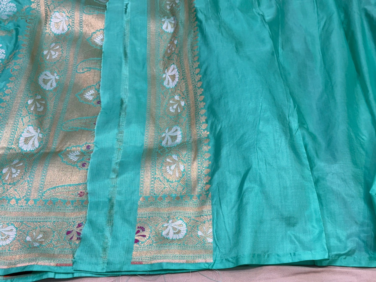 Firozi Minakari Pure Silk Saree