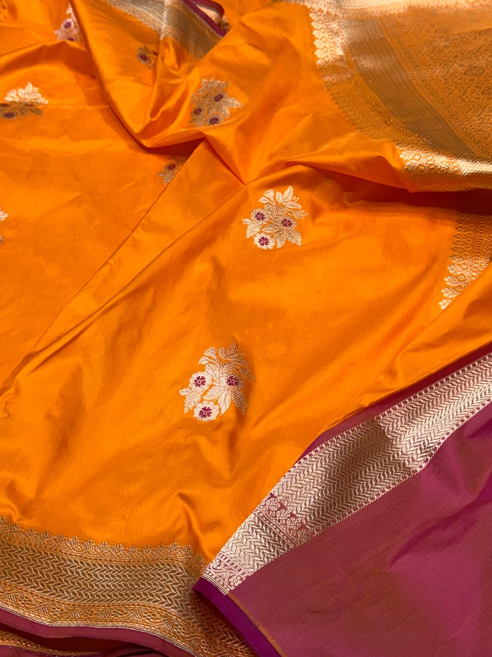 Orange Handwoven Banarasi Silk Saree