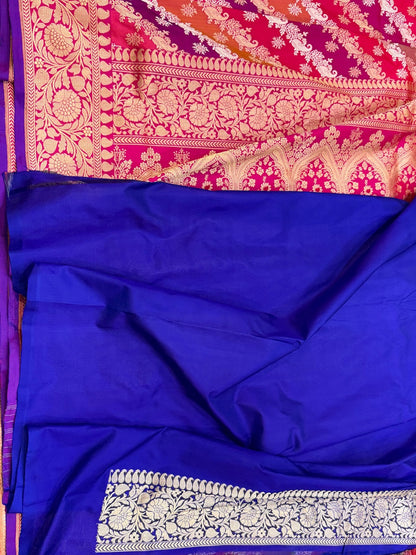 Rani Pink Rangkaat Handwoven Pure Banarasi  Saree