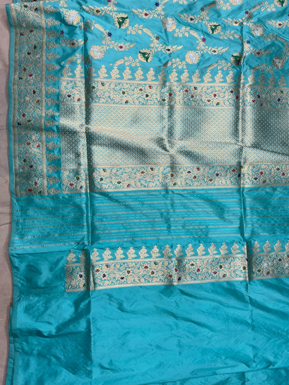 Aqua Blue Handwoven Pure Silk Saree