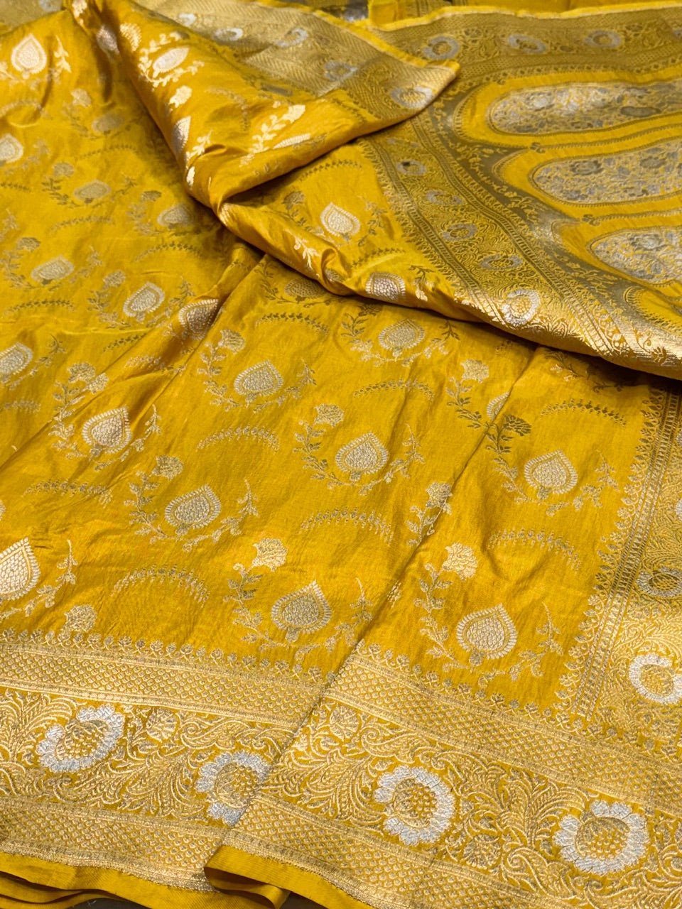 Yellow Sona Rupa Pure Silk Saree