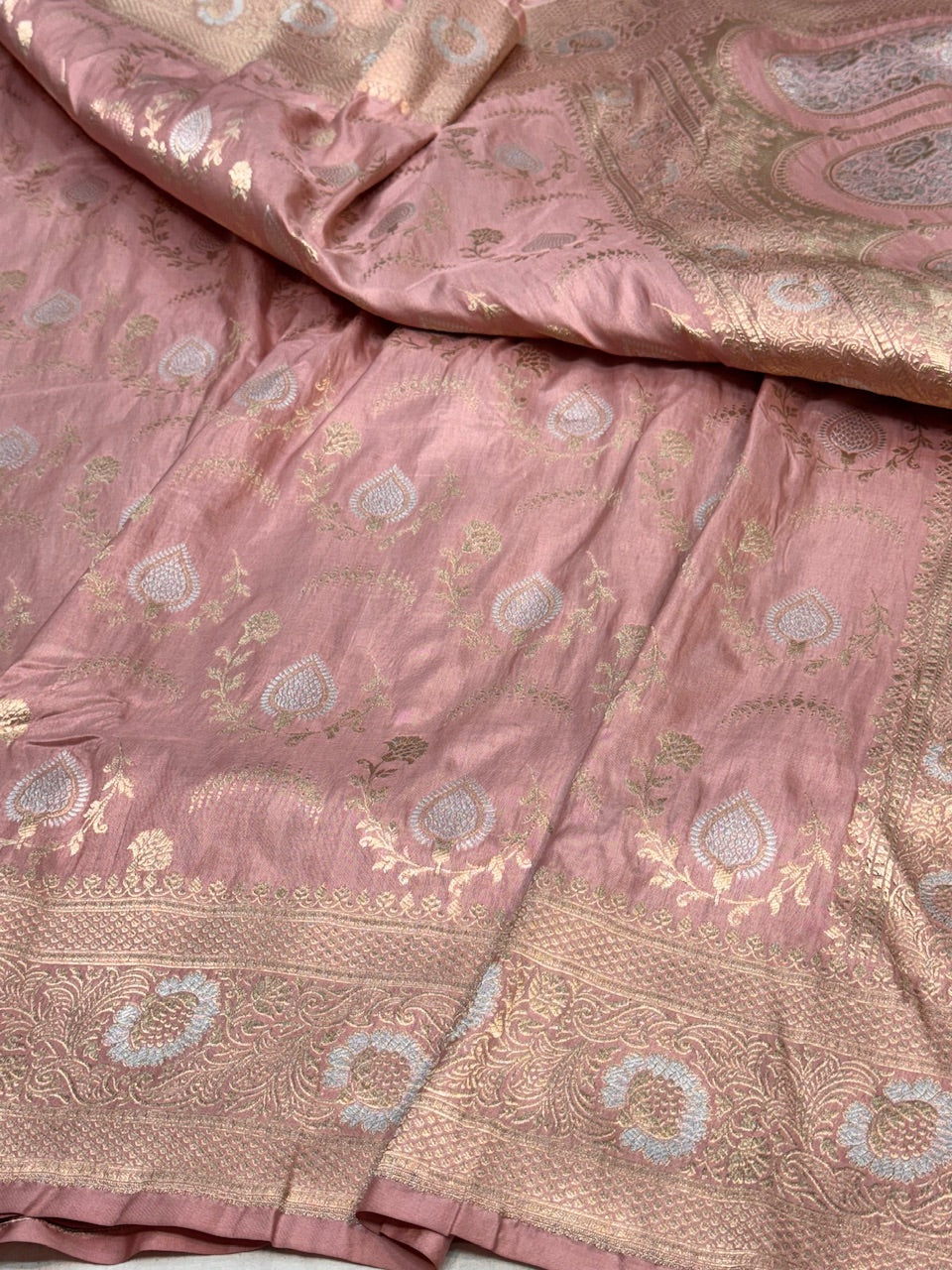 Blush Pink Sona Rupa Pure Silk Saree