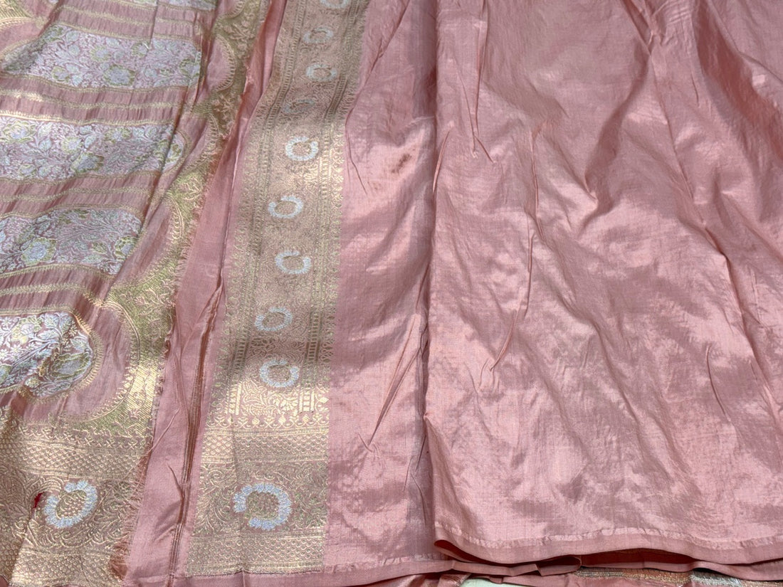 Blush Pink Sona Rupa Pure Silk Saree