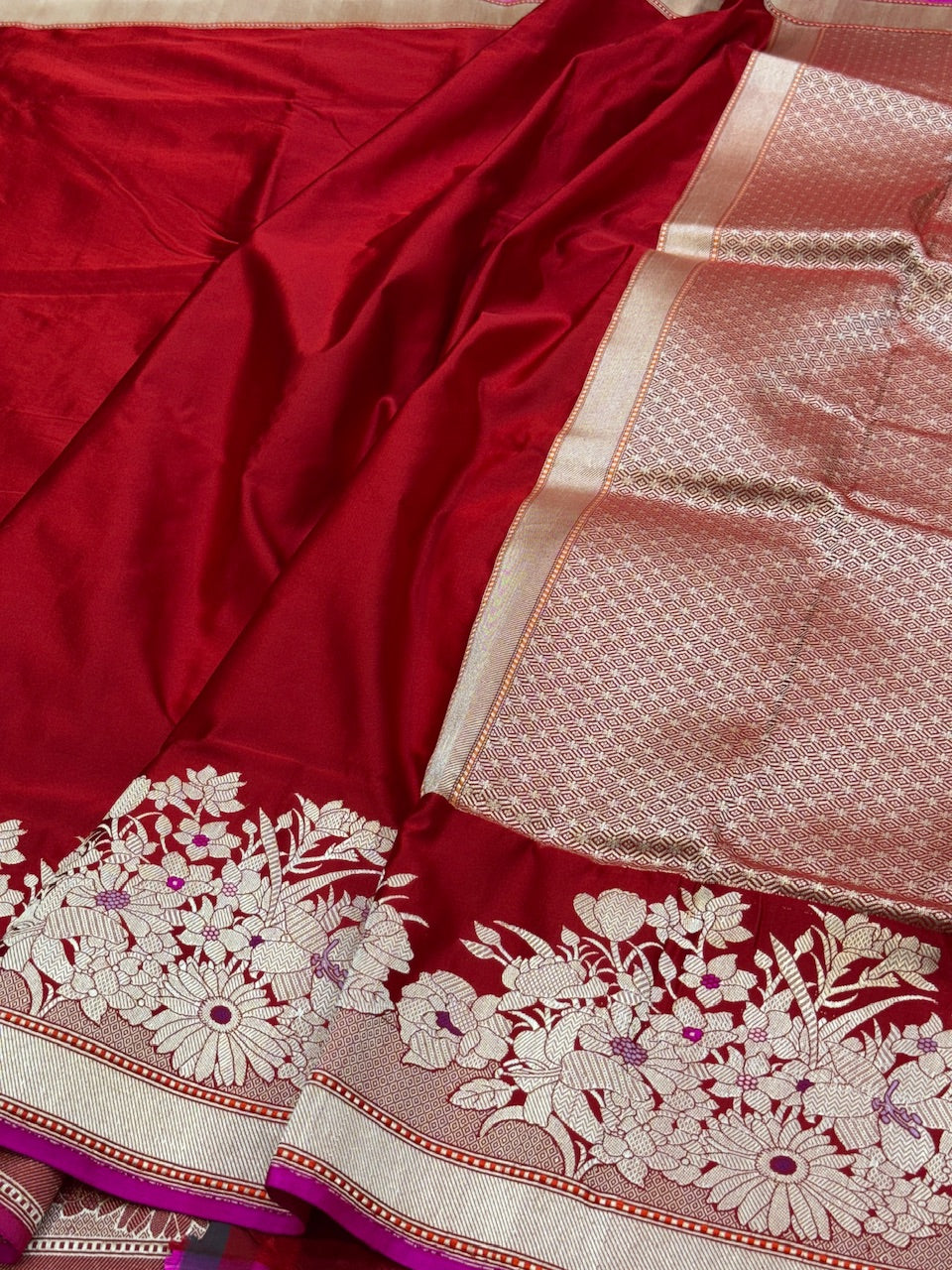 Handwoven Banarasi Pure Mashru Satin Silk Saree