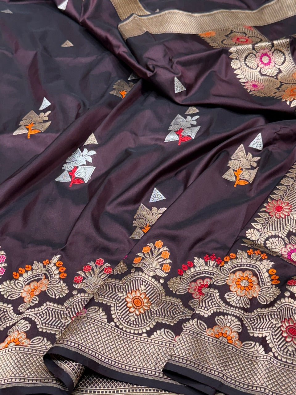 Wine Handwoven Banarasi Pure Silk Saree
