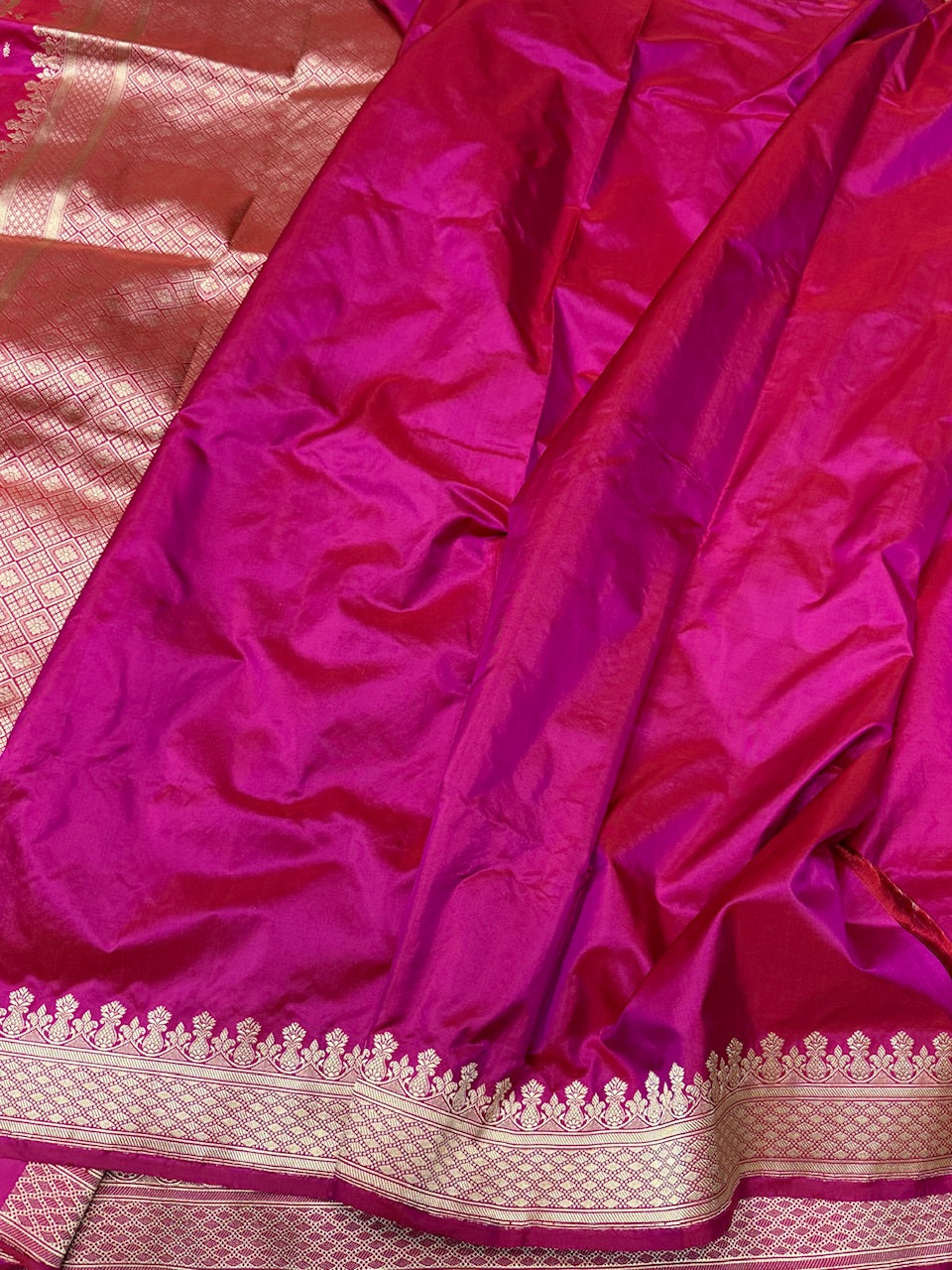 Rani Pink Handwoven Banarasi Pure Silk Saree