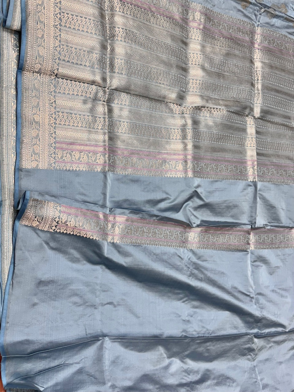 Grey Handwoven Satin Silk Saree