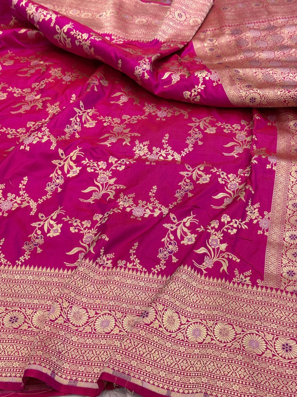 Rani Pink Banarasi Minakari Pure Silk Saree