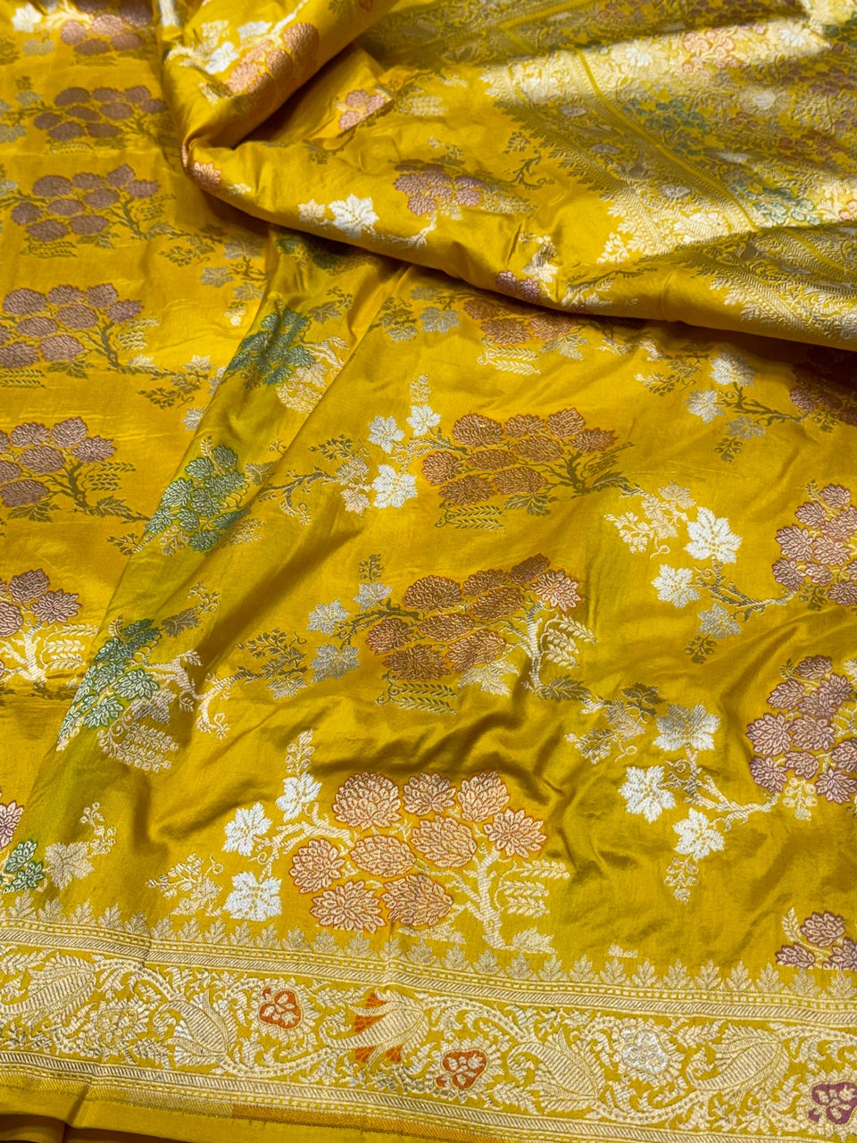 Yellow Minakari Pure Silk Saree