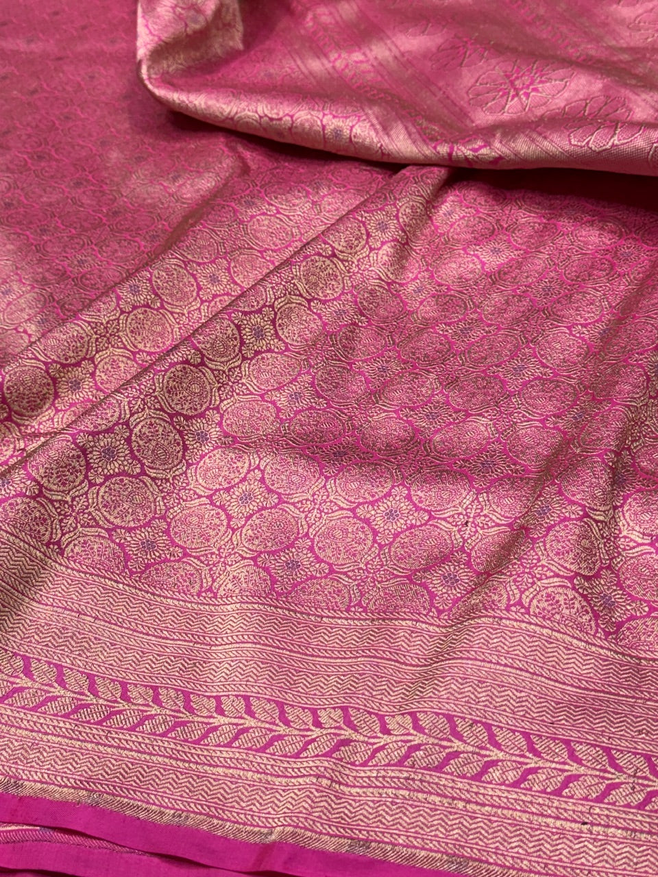 Rani  Pink Minakari Pure Silk Brocade Saree