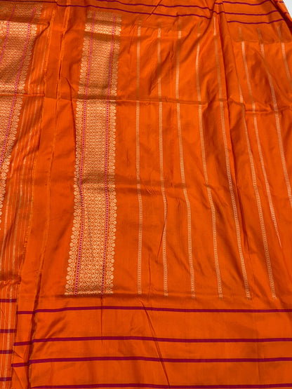 Orange Handwoven Pure Banarasi Silk Saree