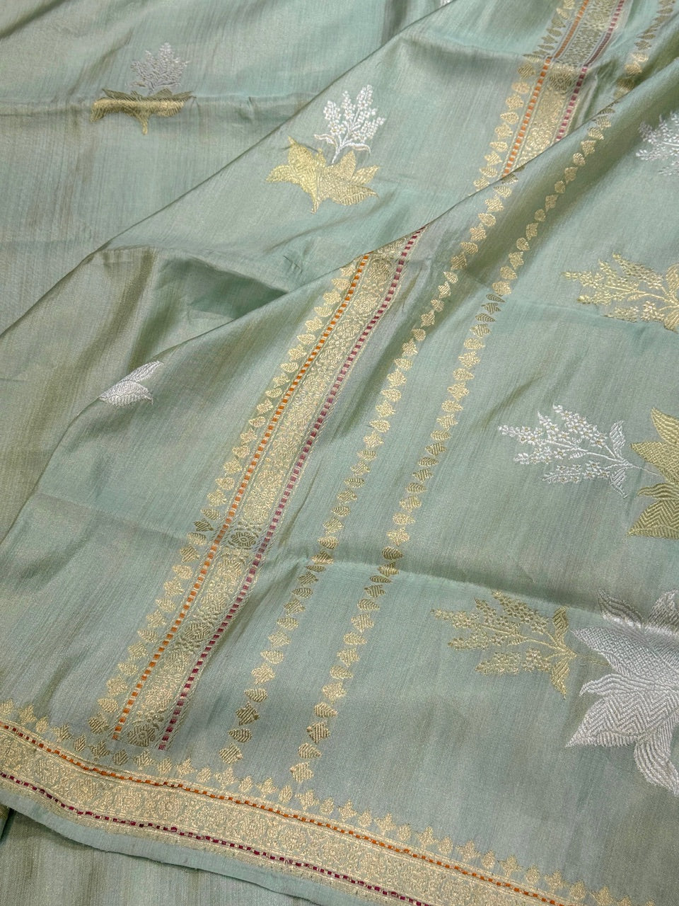 Sage Green Handwoven Pure Ektara Tissue Saree