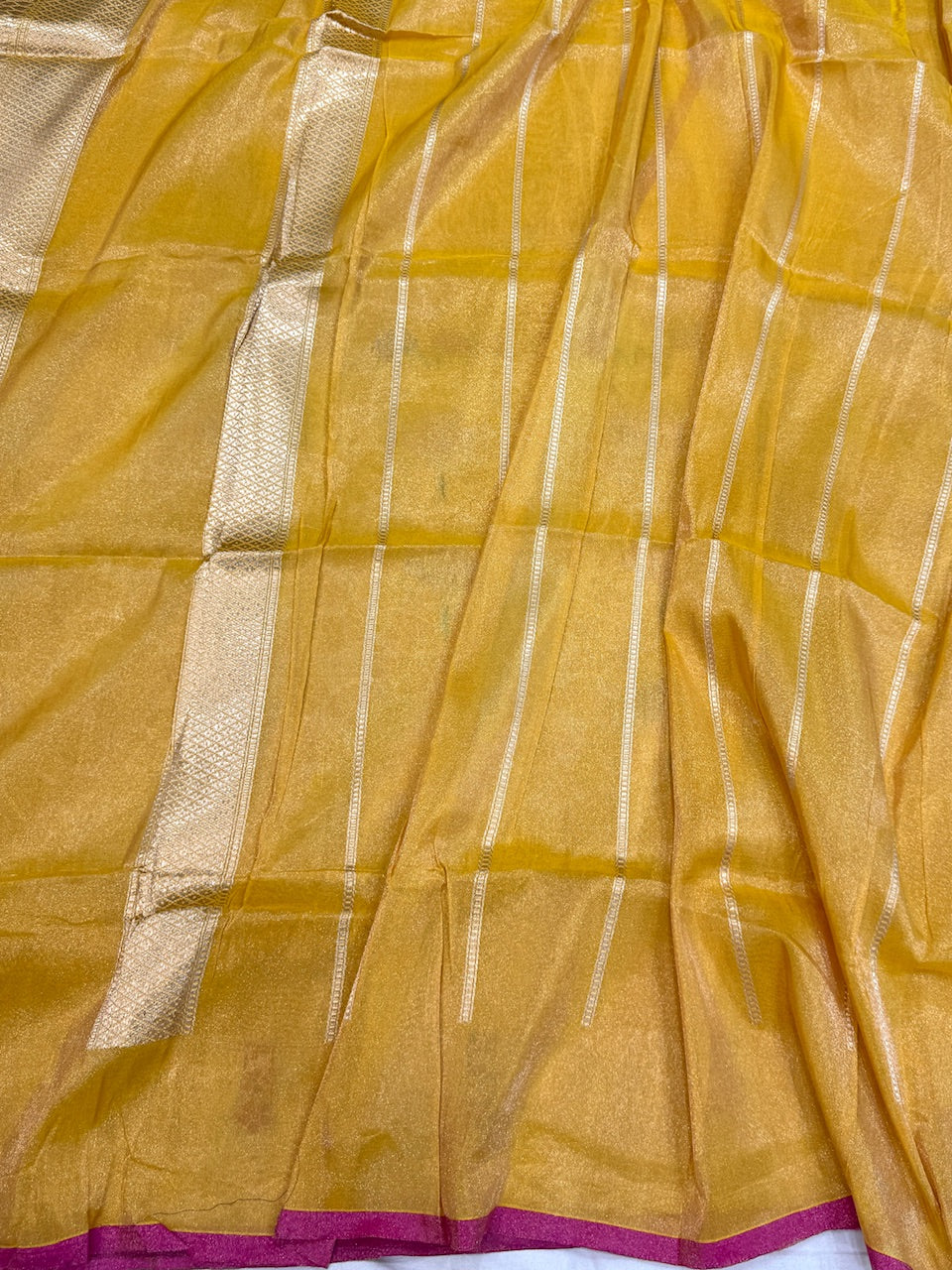Yellow Handwoven Pure Banarasi Tissue Saree