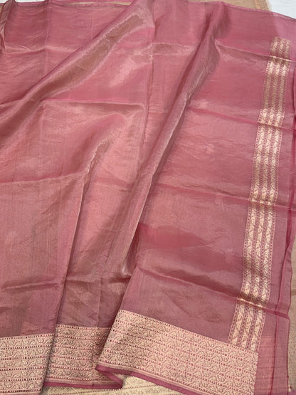 Rose Gold Handwoven Pure Tissue Saree