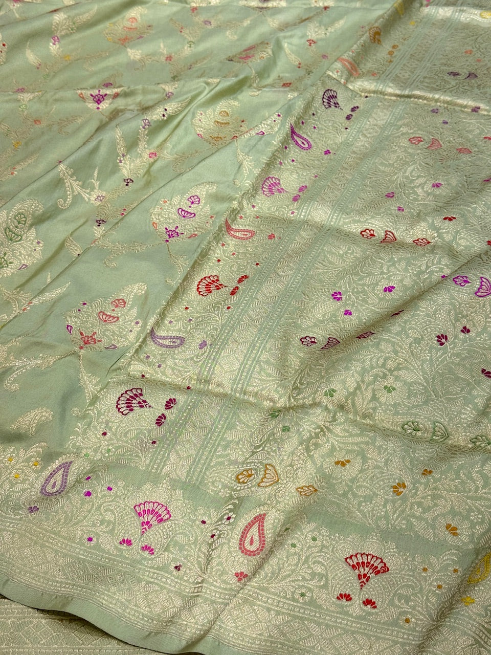 Pista Handwoven Banarasi Pure Silk Saree